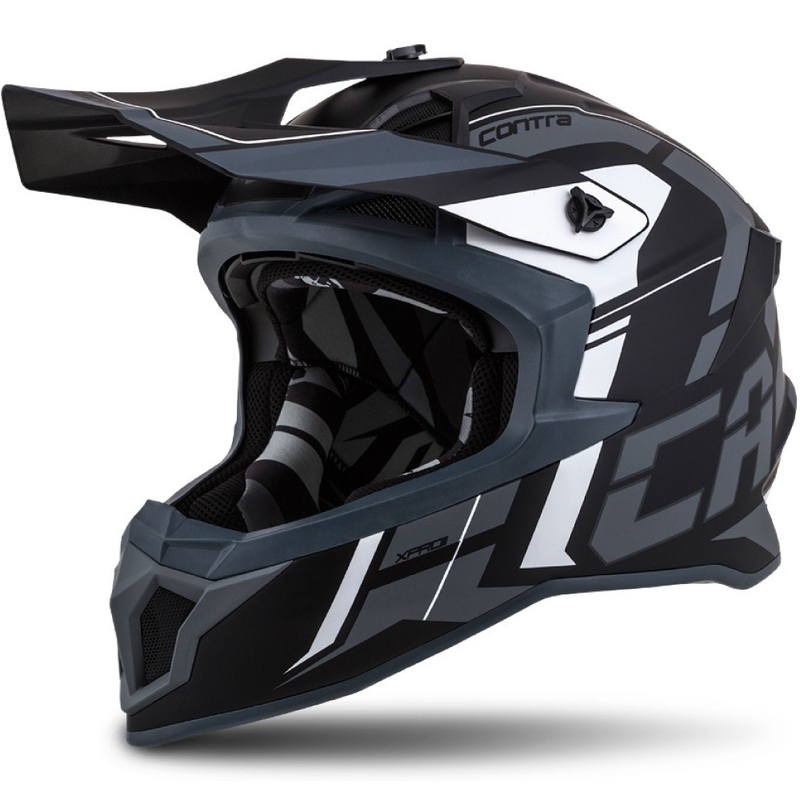 Cască de motocross Cassida Cross Pro II Contra negru-gri-alb