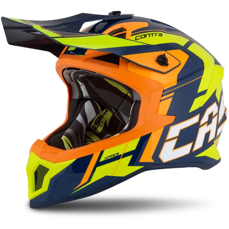 Casca motocross Cassida Cross Pro 2 Contra galben-portocaliu-albastru fluo