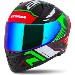 Casca integrala de motocicleta Cassida Aero Drome negru-rosu-verde-alb