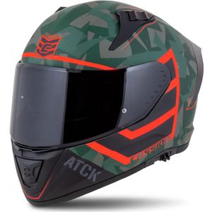 Casca moto integrala Cassida Aero ATCK camo verde-negru-gri-portocaliu