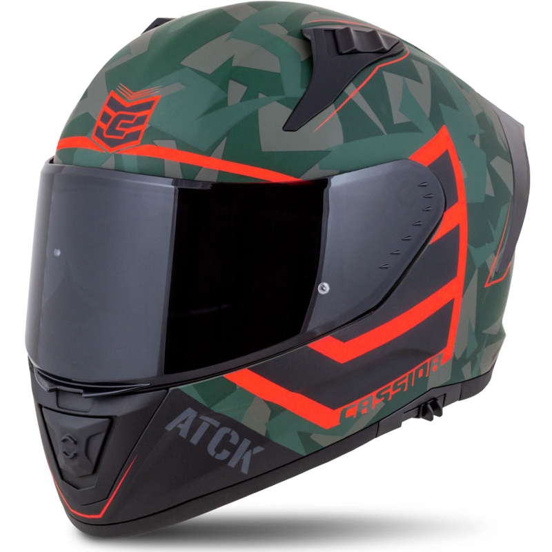 Casca moto integrala Cassida Aero ATCK camo verde-negru-gri-portocaliu