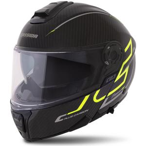 Casca rabatabila Cassida Modulo 2.1 Plus Carbon galben fluo-argintiu-negru