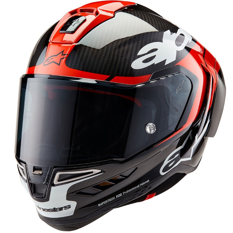 Cască integrală de motocicletă Alpinestars Supertech R-10 Element carbon fluo roșu-alb