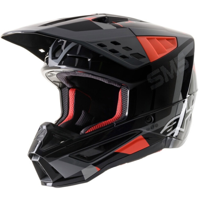 Casca motocross Alpinestars S-M5 Rover antracit-rosu fluo-gri camuflaj