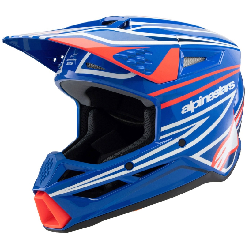 Cască motocross Alpinestars S-M3 WURX pentru copii, albastru-roșu-alb-negru