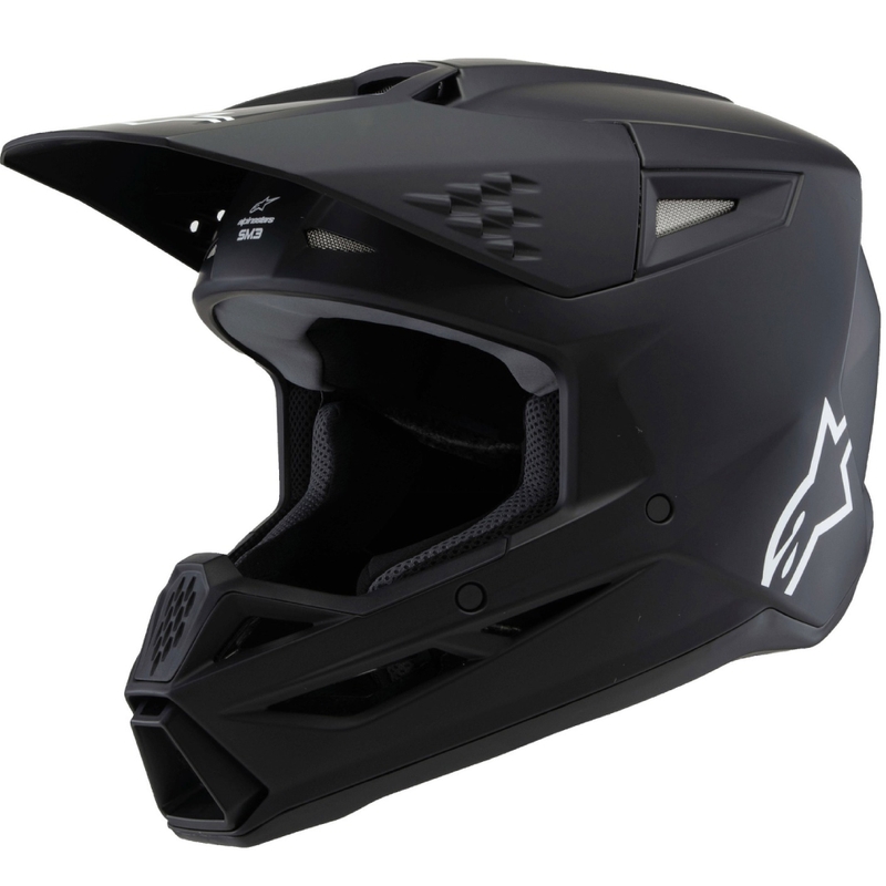 Cască motocross Alpinestars S-M3 Solid pentru copii, neagră mată