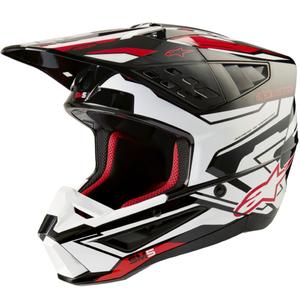 Casca motocross Alpinestars S-M5 Action 2 negru-alb-rosu fluo