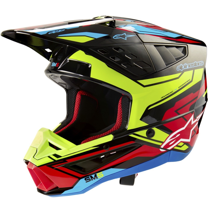 Casca motocross Alpinestars S-M5 Action 2 galben fluo-rosu fluo
