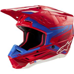 Casca motocross Alpinestars S-M5 Action 2 rosu-albastru fluo