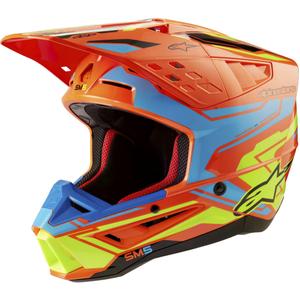 Casca motocross Alpinestars S-M5 Action 2 portocaliu fluo-albastru deschis-galben fluo