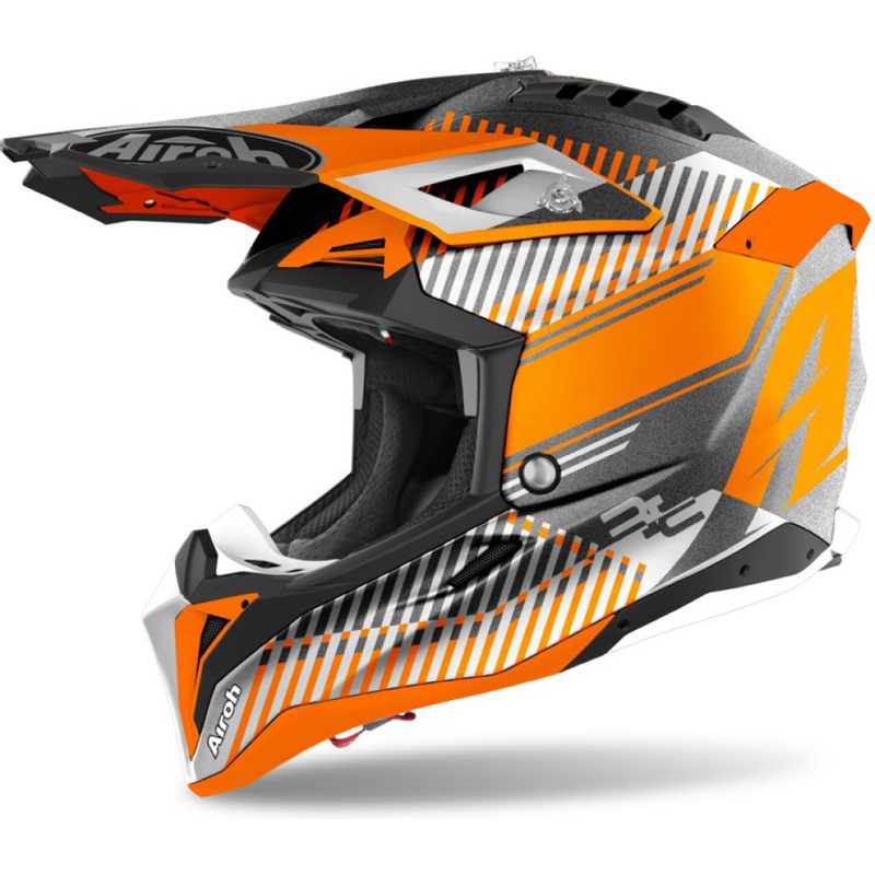 Cască de motocros Airoh Aviator 3.0 Wave 2022 portocaliu-gri-alb lichidare