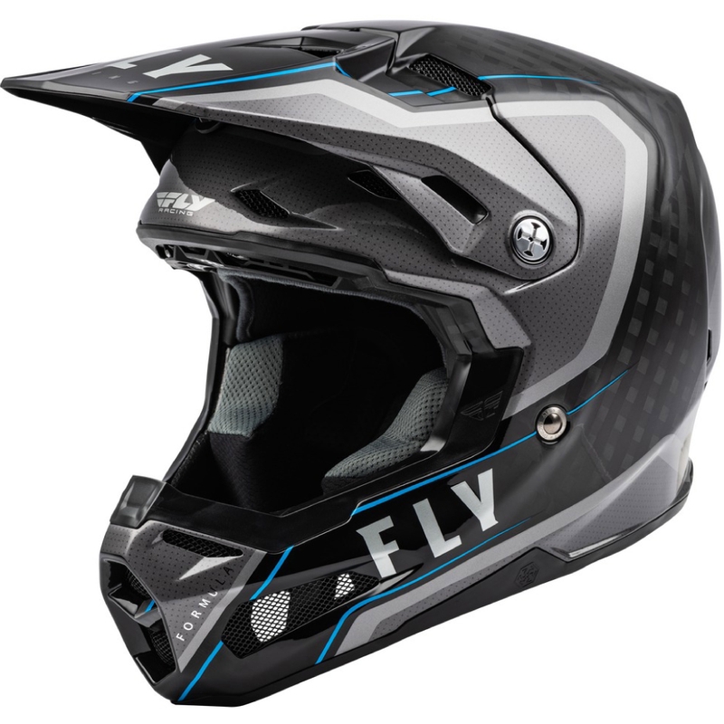 Cască de motocros FLY Racing Formula Axon negru-gri-albastru