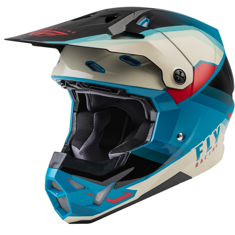 Casca motocross FLY Racing Formula CP negru-gri-turcoaz