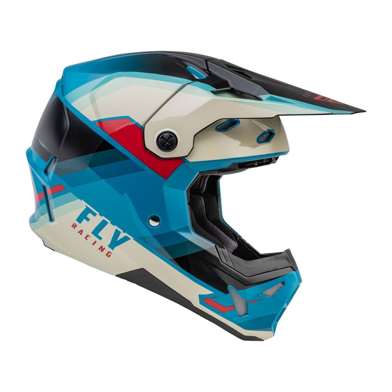 Casca motocross FLY Racing Formula CP negru-gri-turcoaz