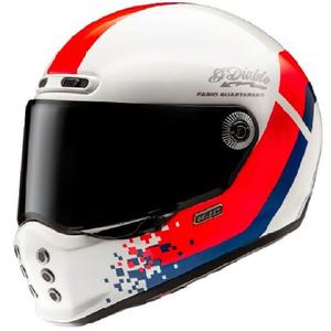 Cască moto integrală HJC V10 Fabio Quartararo 20 retro alb-roșu-albastru