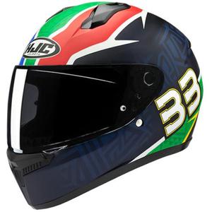Casca moto integrala HJC C10 BB33 MC21SF albastru-verde-rosu
