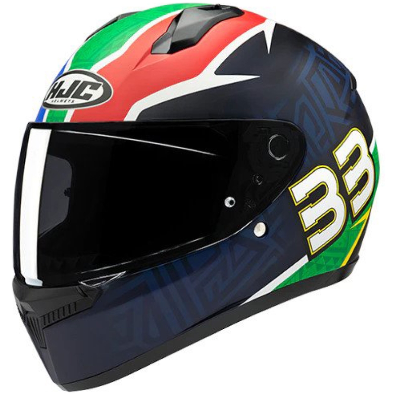 Casca moto integrala HJC C10 BB33 MC21SF albastru-verde-rosu