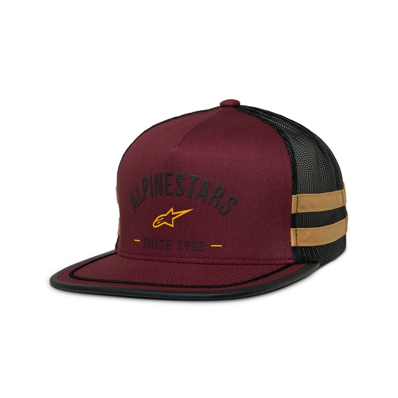 Șapcă Alpinestars Backline Trucker roșu cărămidă-negru-auriu