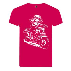 Tricou fete copii MotoZem - Biker roz