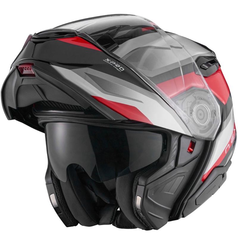 Casca de motocicleta rabatabila Nexx X.Lifetour PRO Mile alb-rosu