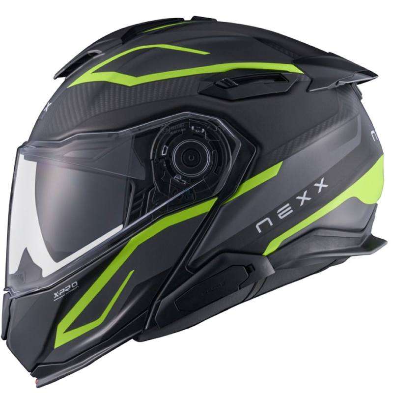 Casca de motocicleta rabatabila Nexx X.Lifetour PRO Mile gri mat-galben fluo lichidare