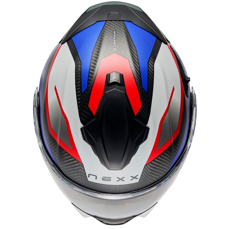 Casca de motocicleta rabatabila Nexx X.Lifetour PRO Mile albastru-rosu mat