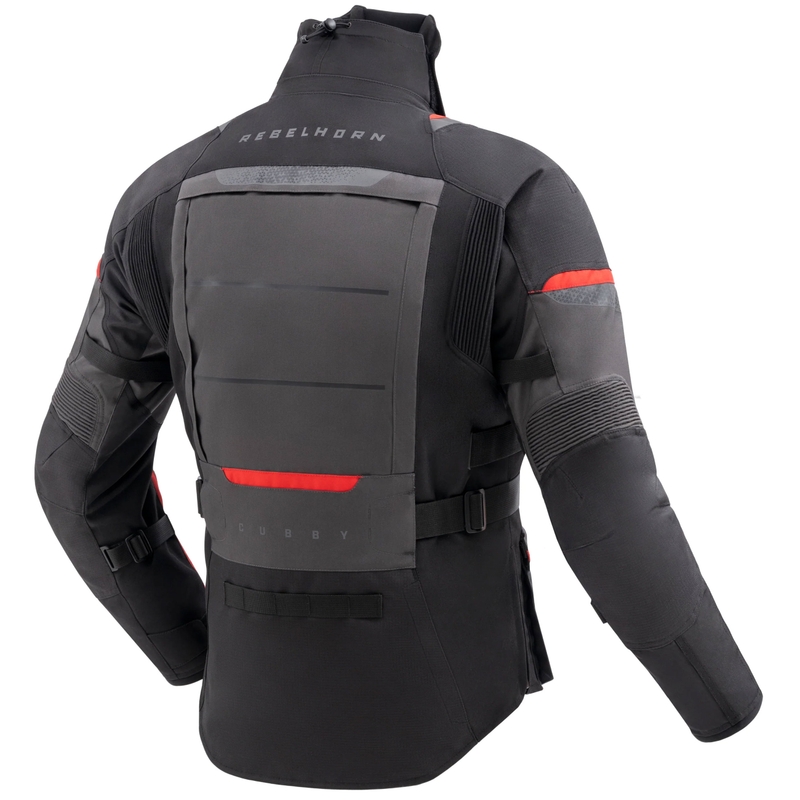 Geacă de motocicletă Rebelhorn Cubby V negru-antracit-roșu