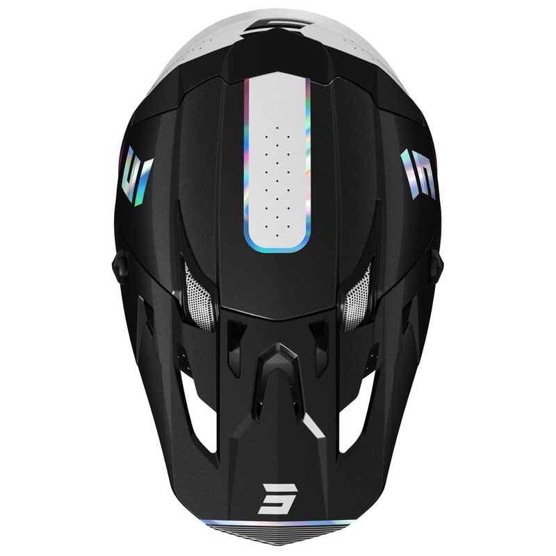 Casca de motocross Shot Core Honor negru-perlat holografic