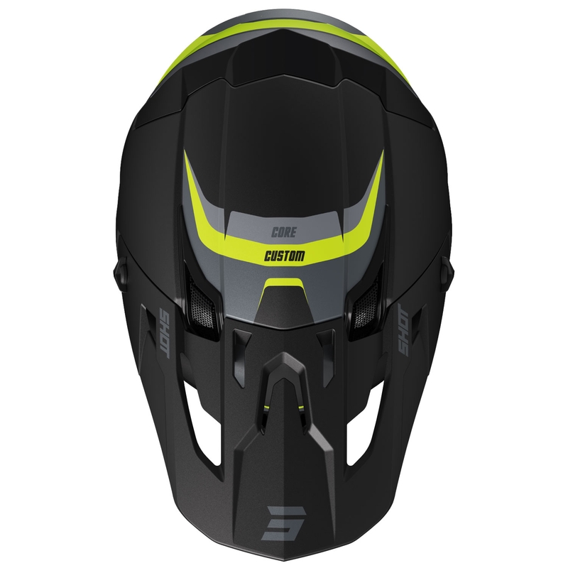 Casca motocross Shot Core Custom negru-galben fluo