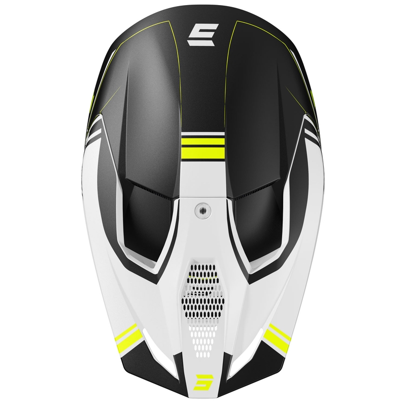 Casca motocross Shot Race Sprint negru-alb-galben fluo