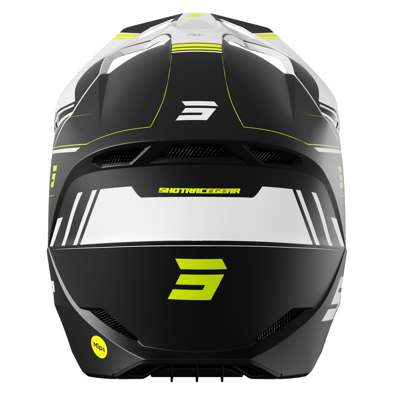 Casca motocross Shot Race Sprint negru-alb-galben fluo