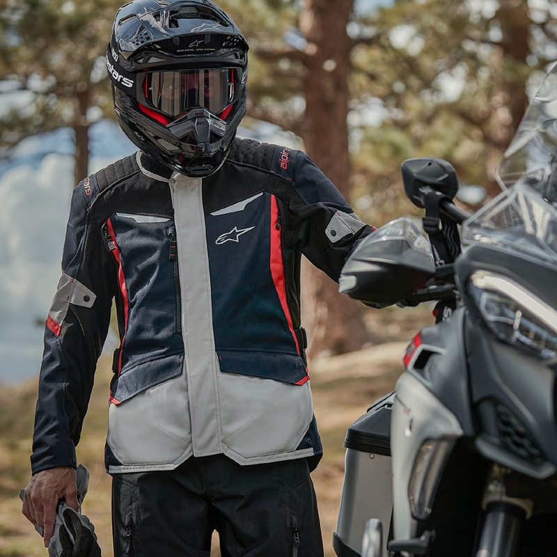 Jachetă moto impermeabilă Alpinestars ST-1 albastru închis-negru-roșu