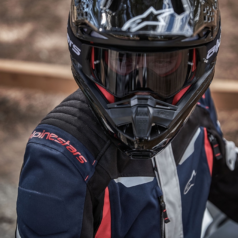 Jachetă moto impermeabilă Alpinestars ST-1 albastru închis-negru-roșu