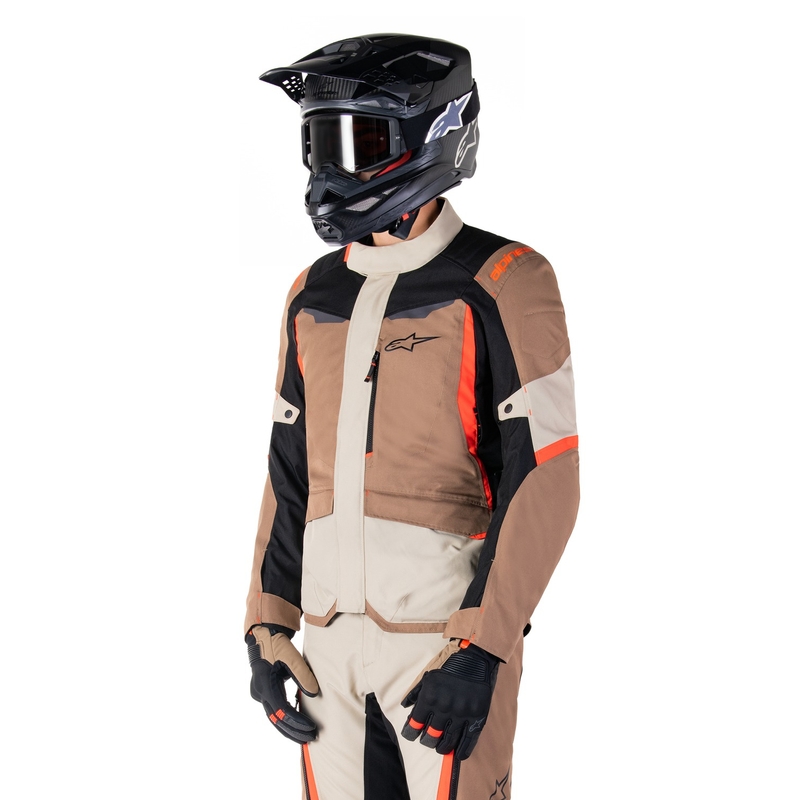 Jachetă moto impermeabilă Alpinestars ST-1 kaki-nisip-negru-rosu fluo