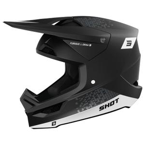 Casca motocross Shot Furious Draw alb-negru
