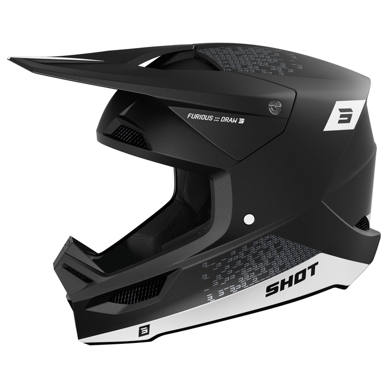 Casca motocross Shot Furious Draw alb-negru