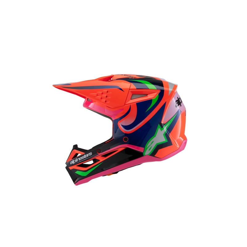Casca motocross copii Alpinestars S-M3 HAIDEN DEEGAN portocaliu fluo-violet-roz-verde