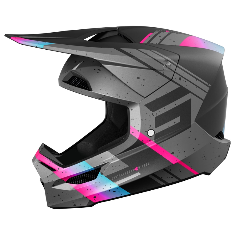 Casca motocross Shot Furious Mirage albastru-roz