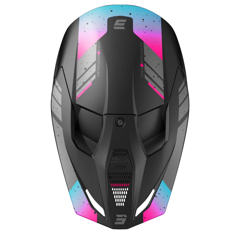Casca motocross Shot Furious Mirage albastru-roz