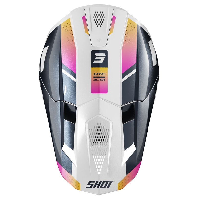 Casca motocross Shot Lite Ultra albastru perlat-portocaliu-roz