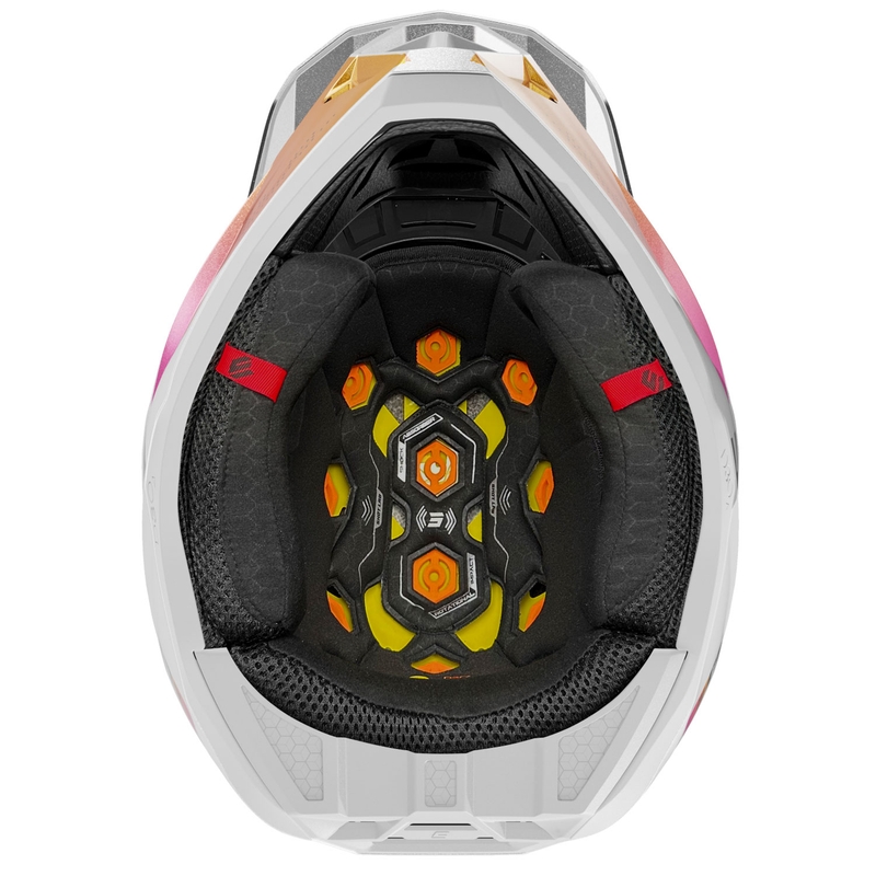 Casca motocross Shot Lite Ultra albastru perlat-portocaliu-roz