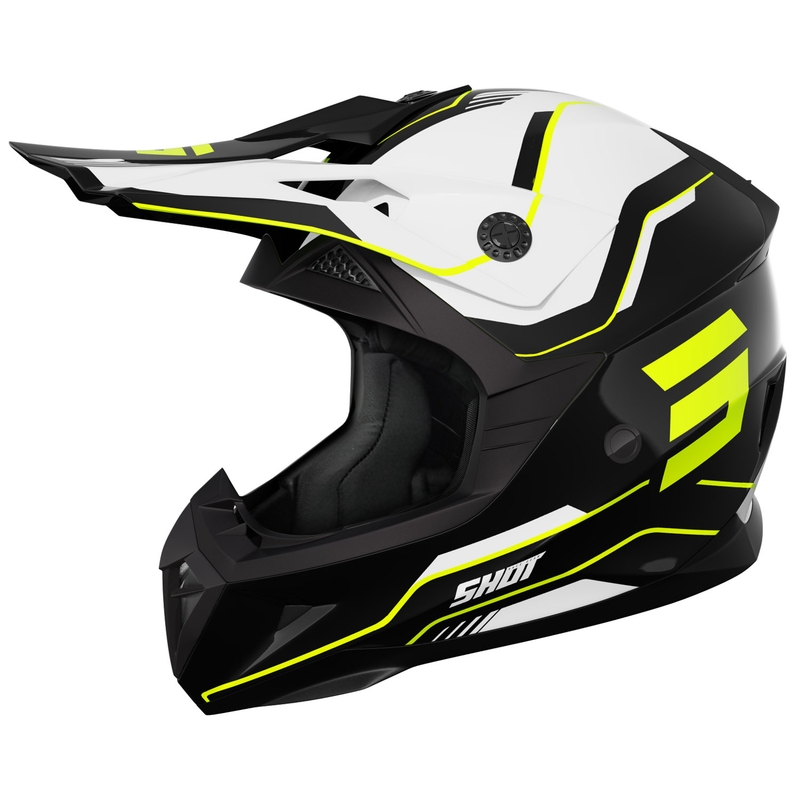 Casca de motocross Shot Pulse Lines negru-galben fluo