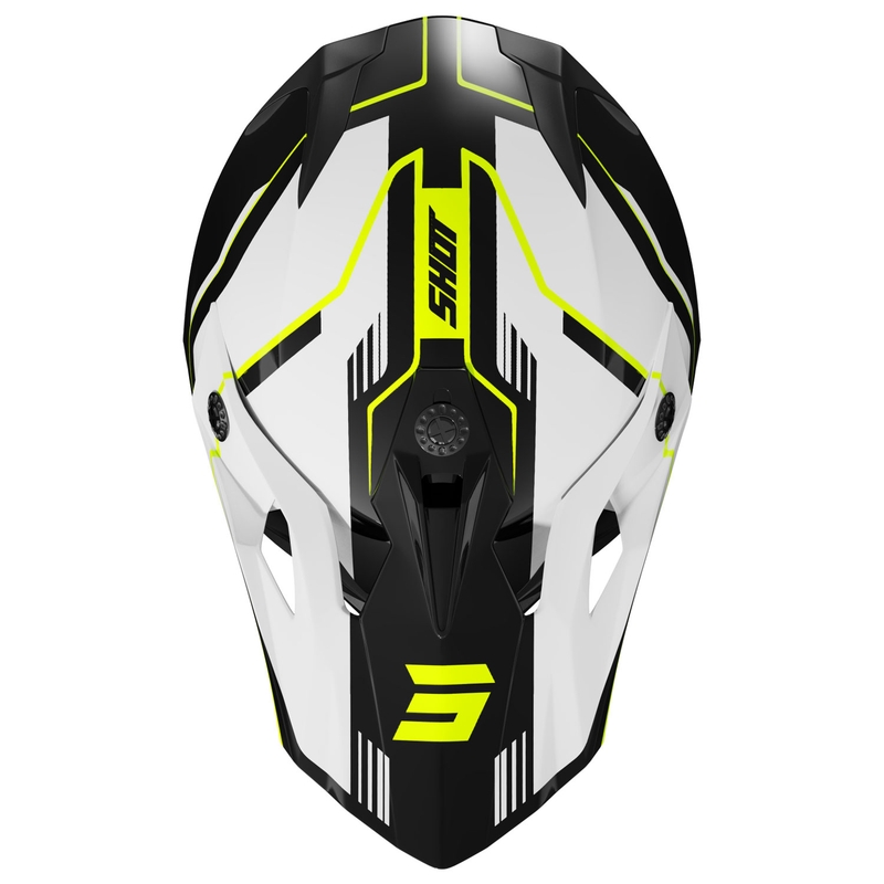 Casca de motocross Shot Pulse Lines negru-galben fluo