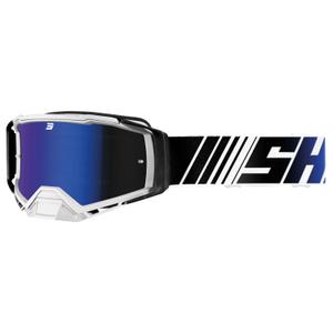 Ochelari de motocross Shot Core albastru-alb cu plexiglas iridiu