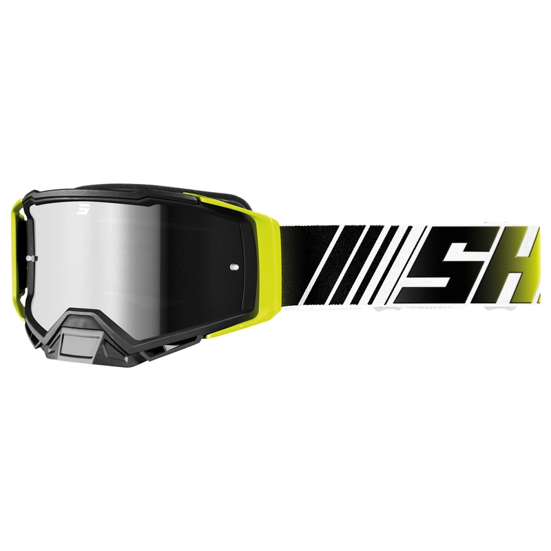 Ochelari de motocross Shot Core galben-alb fluo cu plexiglas iridiu