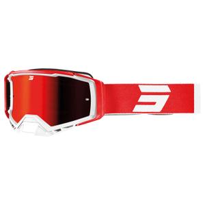 Ochelari de motocross Shot Core roșu-alb cu plexiglas iridiu
