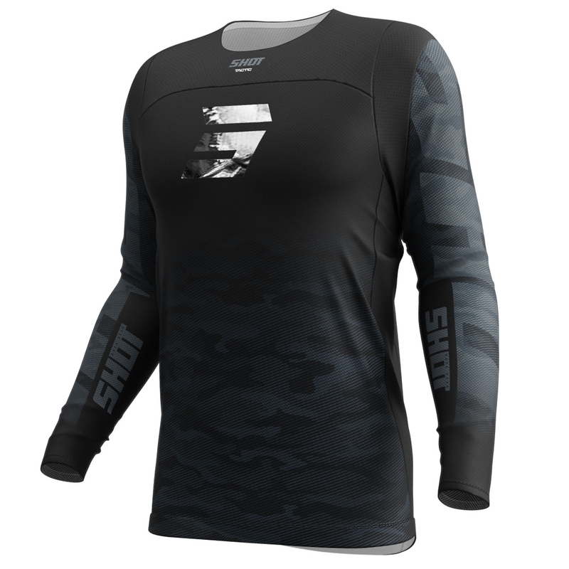 Tricou de motocross Shot Contact Tactic negru-gri