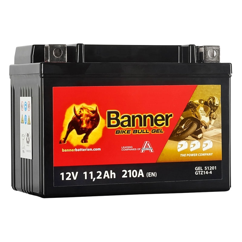 Baterie gel pentru motociclete Banner Bike Bull GEL 512 01/BGTZ14-S - GTZ14-S 12V, 11.2Ah, 210A