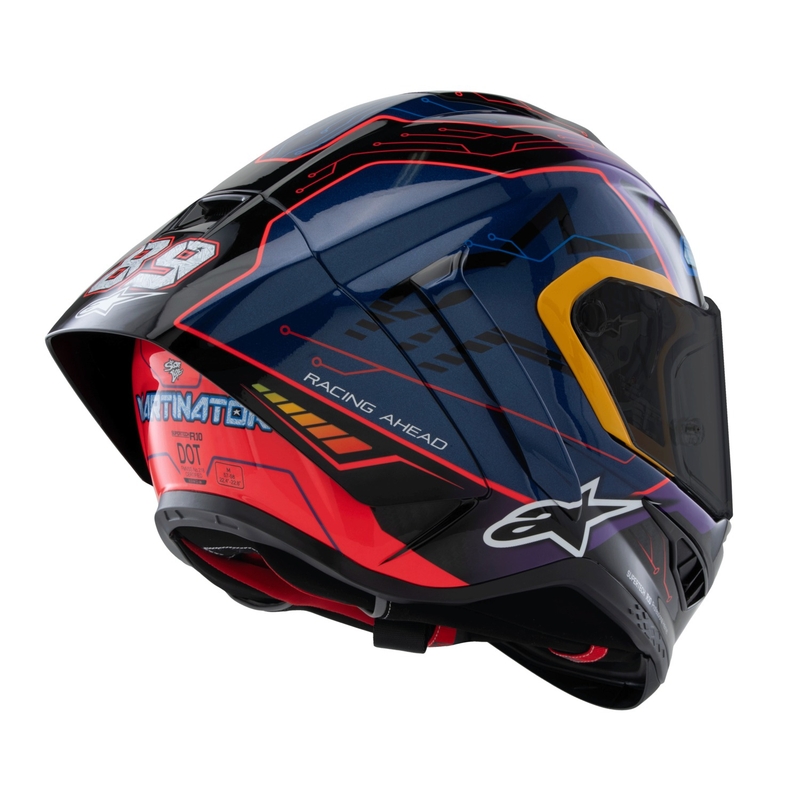 Cască integrală de motocicletă Alpinestars Supertech R-10 Ediție limitată Martinator Jorge Martin Albastru-Mov-Roșu-Galben