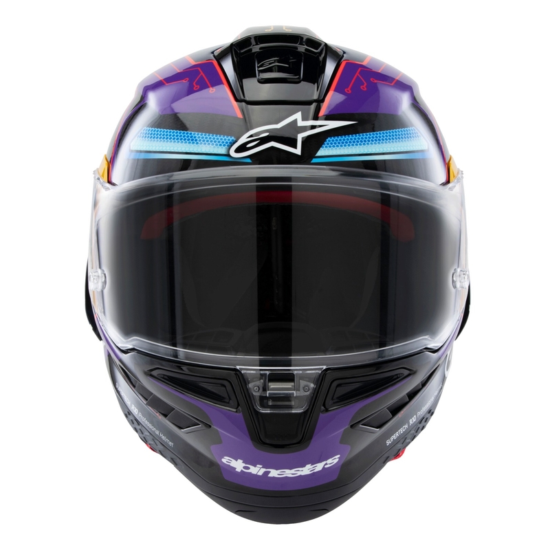 Cască integrală de motocicletă Alpinestars Supertech R-10 Ediție limitată Martinator Jorge Martin Albastru-Mov-Roșu-Galben